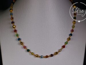 22 KT Necklace with multi colored Beads