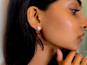 Earring with Tear Drop Citrine