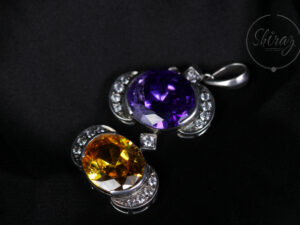 Silver Pendant With Amethyst, Citrine & Cubic Zircons