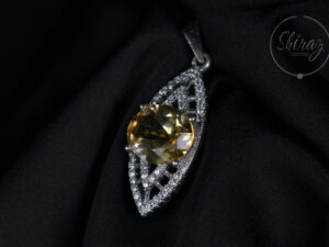 Silver Pendant with Citrine & Cubic Zircons