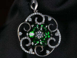 Silver Pendant with green stone