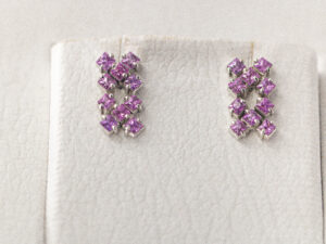 WGE 03 - 9 KT White Gold Ear Rings with Pink Sapphire
