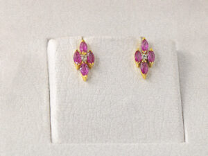 14 KT Gold Ear Ring with Ruby & Diamonds