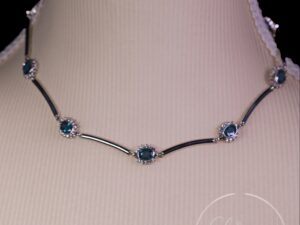 Silver Necklace with Blue Sapphire