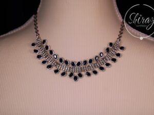 Silver Necklace with Blue Stones & AD