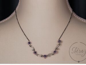 Silver Necklace with Multi Colored Stones