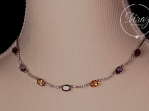 Silver Necklace with Multi Stones
