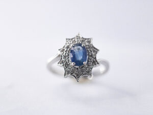 WGR 71 - 9KT White Gold Ring with Blue & White Sapphires