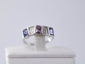 WGR 31 - 9KT White Gold Ring with Multicoloured Spinels