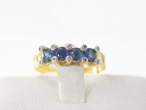 YGR 57 - 9KT Gold Ring with Blue Sapphires & Diamonds