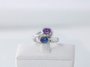 WGR 68 - 9KT White Gold Ring with Blue & Pink Sapphires