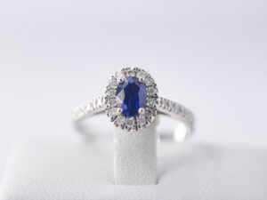WGR 81 - 14 Karat White Gold Ring with Blue Sapphires & Diamonds